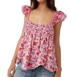 Free People Nala Babydoll top pink/red